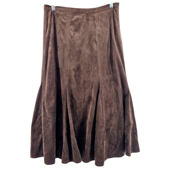 VTG Faux Suede Pleated Midi Skirt Size M Y2K Boho Western Retro 70s 90s Classic - Picture 1 of 10